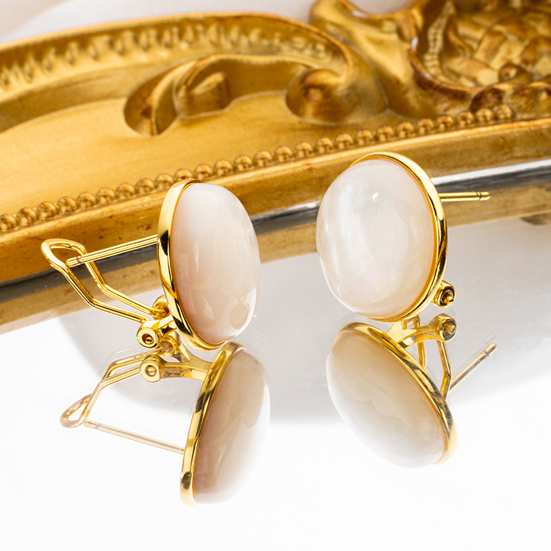 Oversized White MOP Clip-Ons | Western Fashion Earrings