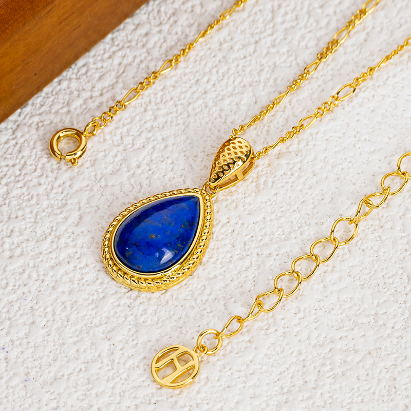 Royal Lapis Lazuli Teardrop Necklace | 18K Gold Plated 