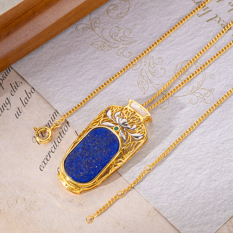 Lapis Lazuli Vase Necklace | Chic Unique Elegant Jewelry