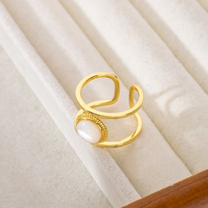 French Vintage Mother of Pearl Ring - Minimalist Summer Jewelry