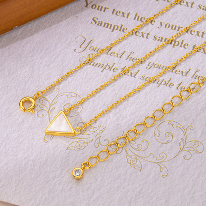 Dainty Triangle Mother of Pearl Necklace: French Minimalist