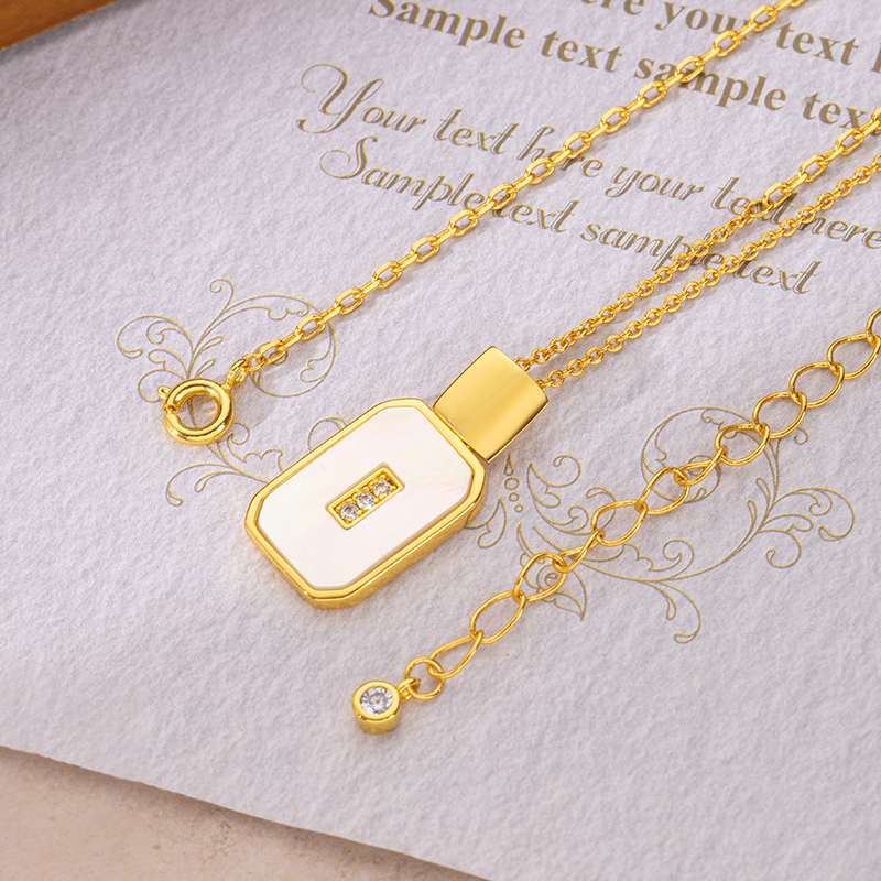 Korean Style Perfume Bottle Pendant: Square MOP Collar Necklace