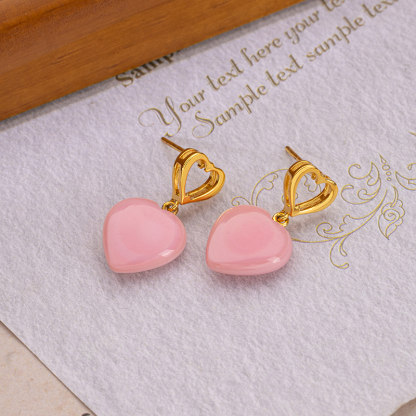 Natural Queen Conch Heart Earrings: Pink 3D Shell & Girly 