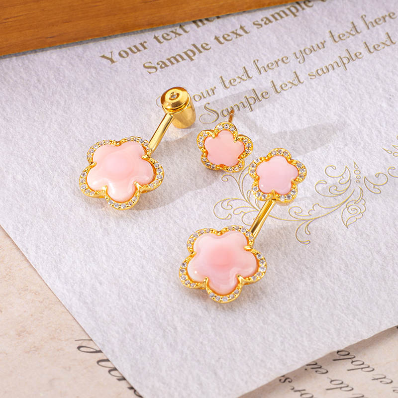 Pink Queen Conch Earrings | Designer Floral Statement Luxury