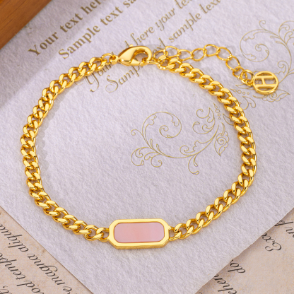 Pink Square Queen Conch Cuban Bracelet | Youthful Fashion Chain