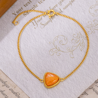 Triangular Spiny Oyster Bracelet | Orange-Yellow Flattering Minimalist 