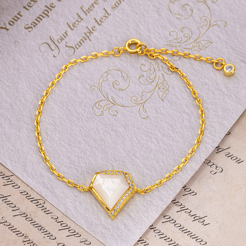 Faceted Mother of Pearl Bracelet | Geometric Luxury Women's