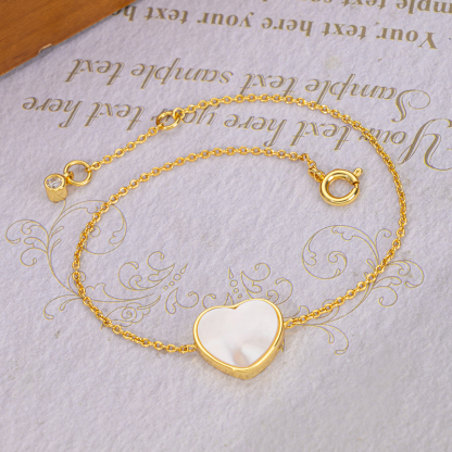 Heart Mother of Pearl Bracelet | Iridescent Girly & Fashionable