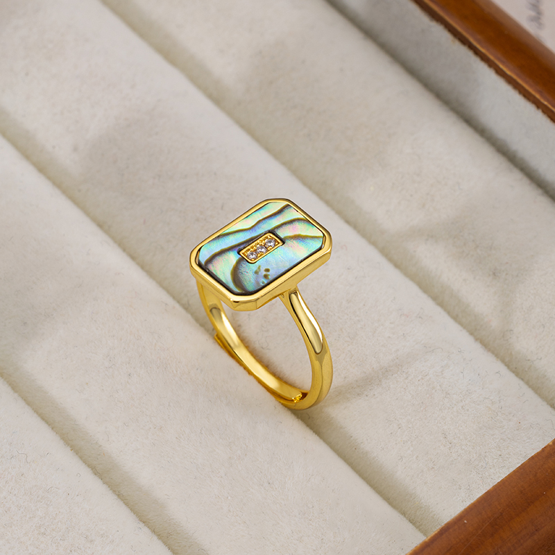 Minimalist Abalone Shell Square Ring