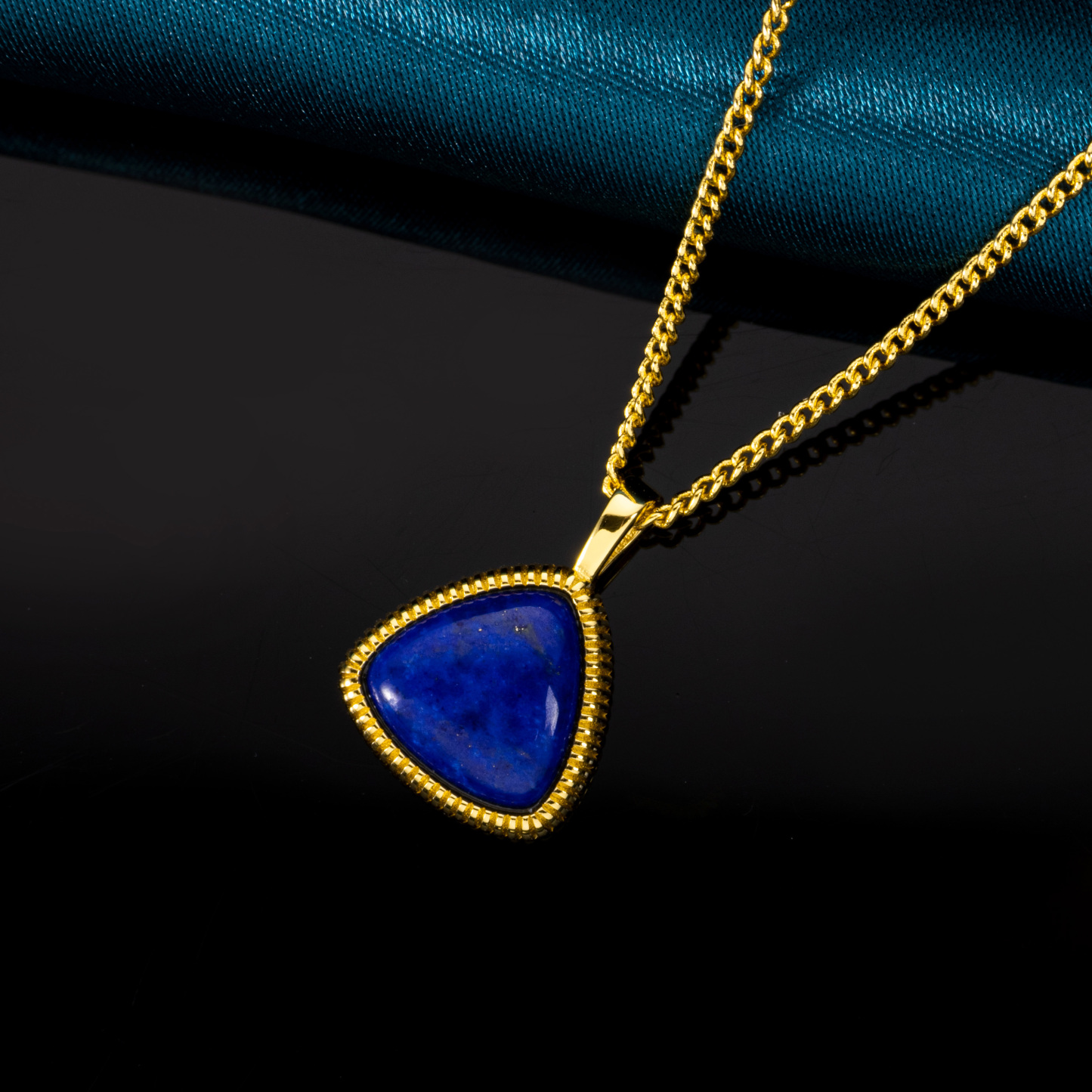 Modern Lapis Lazuli Triangle Pendant Minimalist