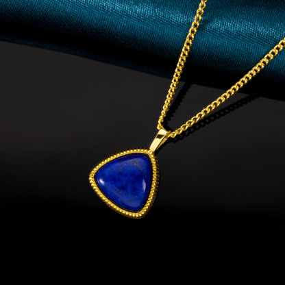 Modern Lapis Lazuli Triangle Pendant Minimalist