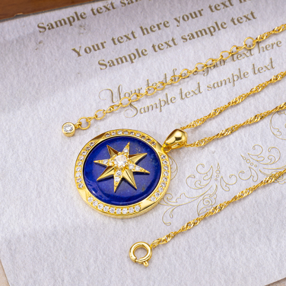 Natural Lapis Lazuli Eight-Pointed Star Necklace