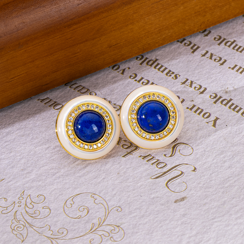 Round Natural Lapis Lazuli Stud & Dangle Earrings | Boho Minimalist Jewelry for Women | Artisan-Crafted Everyday Elegance