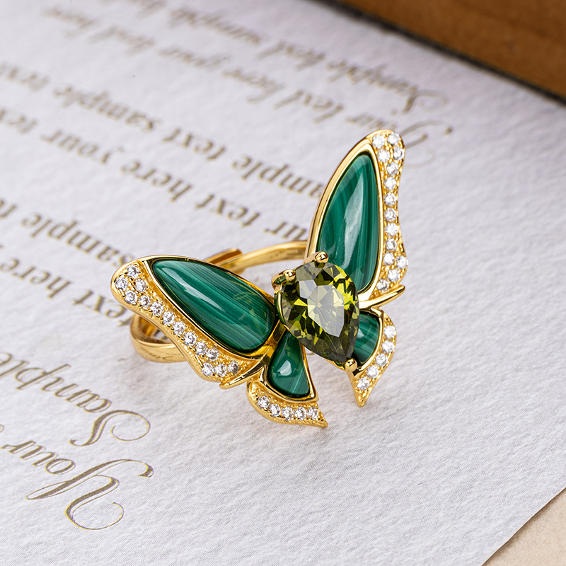 Malachite Butterfly Ring - Elegant & Natural Chic