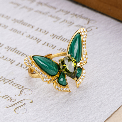 Malachite Butterfly Ring - Elegant & Natural Chic