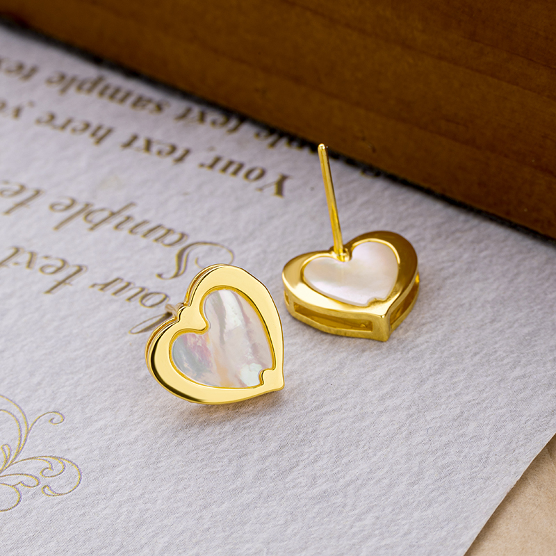 Deep Sea MOP Heart Studs - Sweet Beachy Vibes