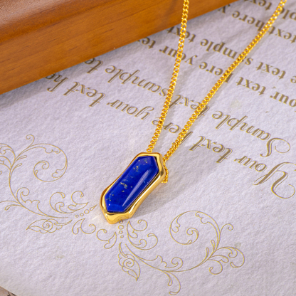 青金石项链女新款轻奢高级感欧美时尚小众设计感锥形吊坠颈链