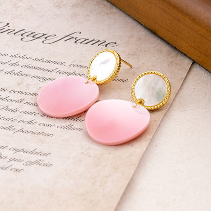 Luxe Deep-Sea Shell Earrings: White MOP & Queen Conch, Modern Minimalist