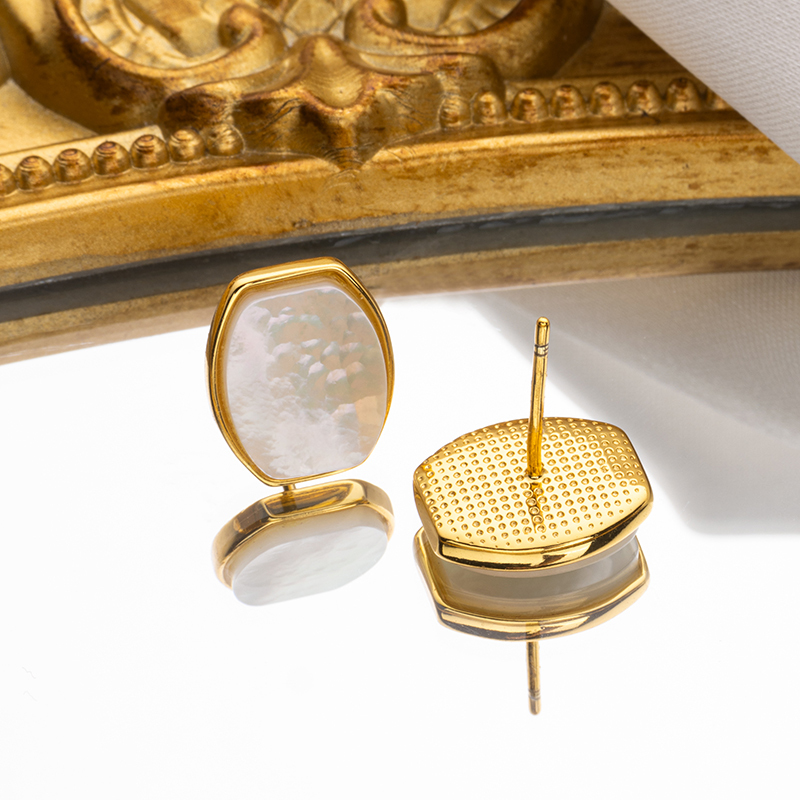 Elegant Square White Mother Pearl Earrings - Unique Minimalist