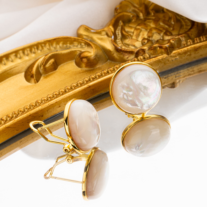 Oversized White MOP Clip-Ons | Western Fashion Earrings