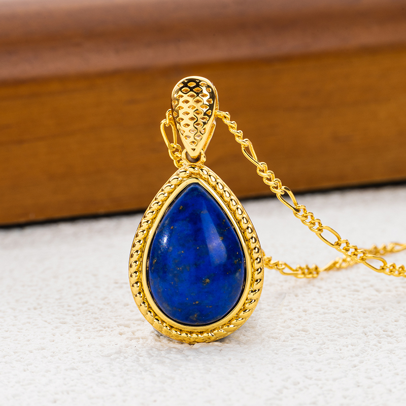 Royal Lapis Lazuli Teardrop Necklace | 18K Gold Plated 
