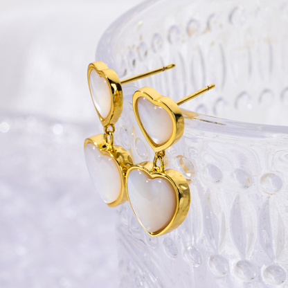 Youthful Glistening MOP Hearts - Vacation Dangle Earrings