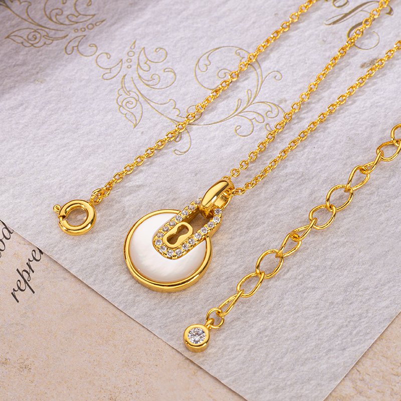 18K Gold Plated Solitaire Diamond Necklace - Adjustable Slider Design