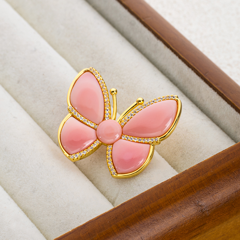 Natural Queen Conch Butterfly Brooch - Elegant Evening Corsage