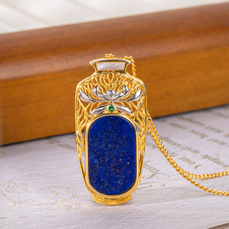 Lapis Lazuli Vase Necklace | Chic Unique Elegant Jewelry