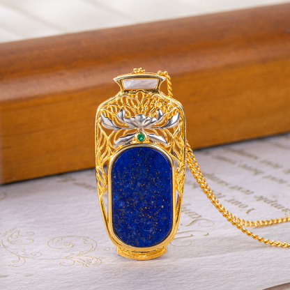 Lapis Lazuli Vase Necklace | Chic Unique Elegant Jewelry