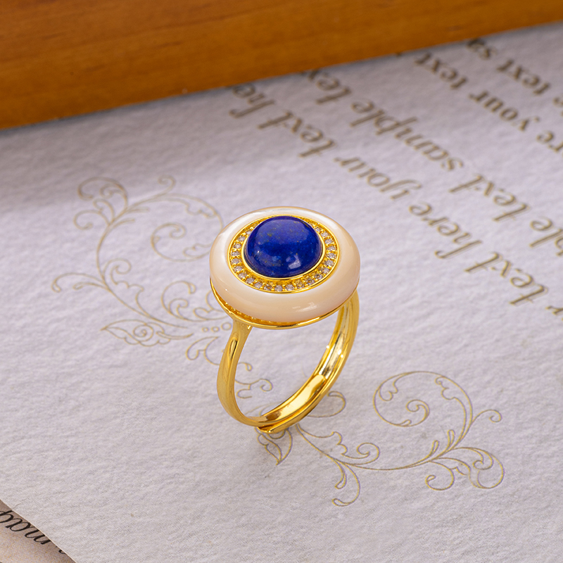Lapis Lazuli Round Ring - Natural Luxury Jewelry
