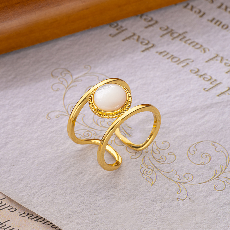 French Vintage Mother of Pearl Ring - Minimalist Summer Jewelry