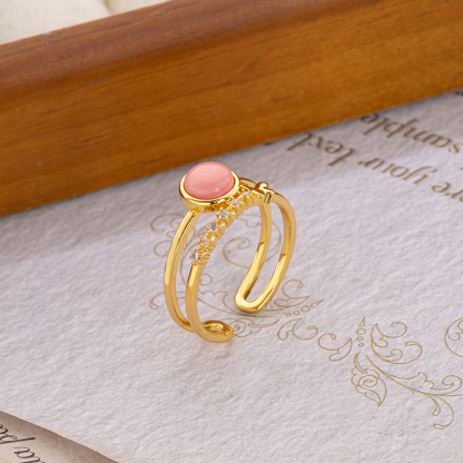 Queen Conch Butterfly Ring - Petite Double Band Zirconia