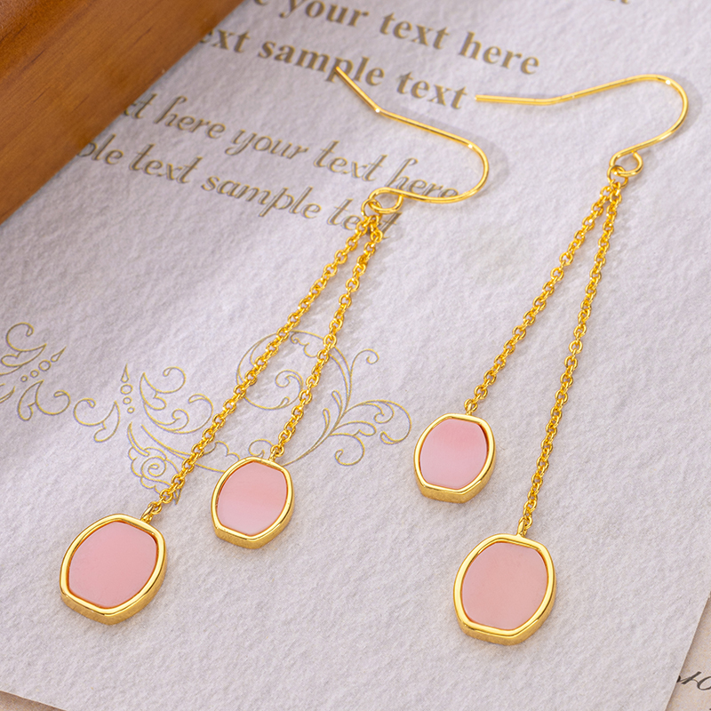 Boho Square Conch Earrings: Natural Shell Tassel Ear Hook