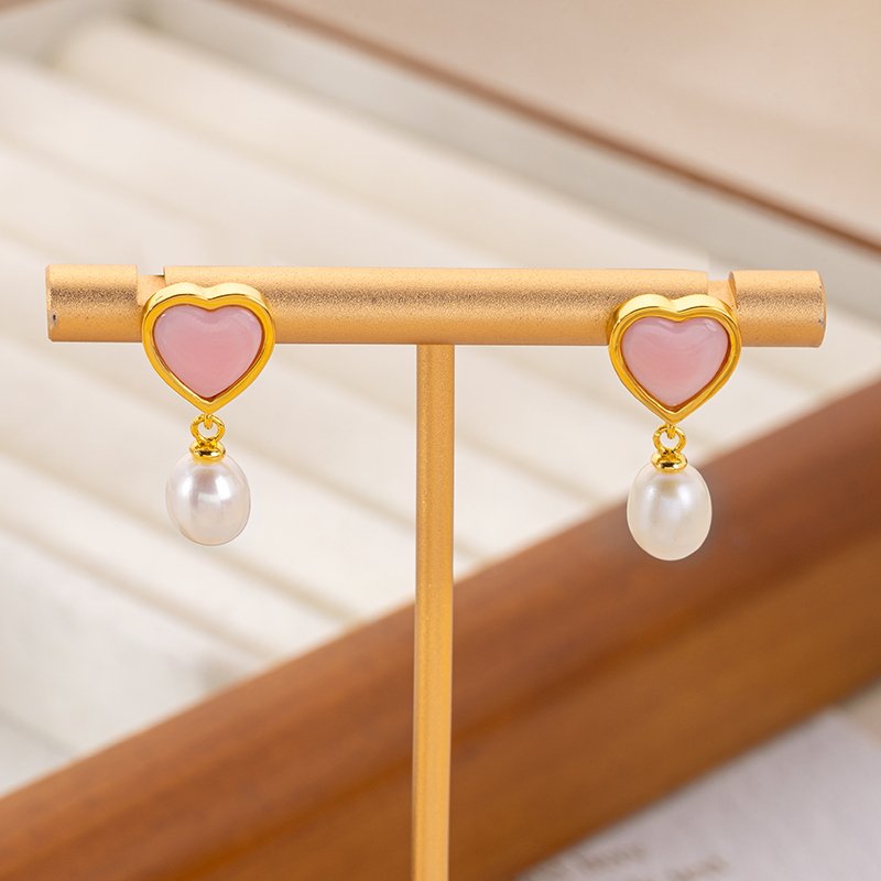 Dainty Heart Earrings: Queen Conch, Birthday Gift for Her 