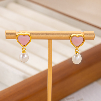 Dainty Heart Earrings: Queen Conch, Birthday Gift for Her 
