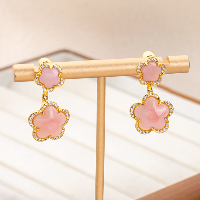 Pink Queen Conch Earrings | Designer Floral Statement Luxury