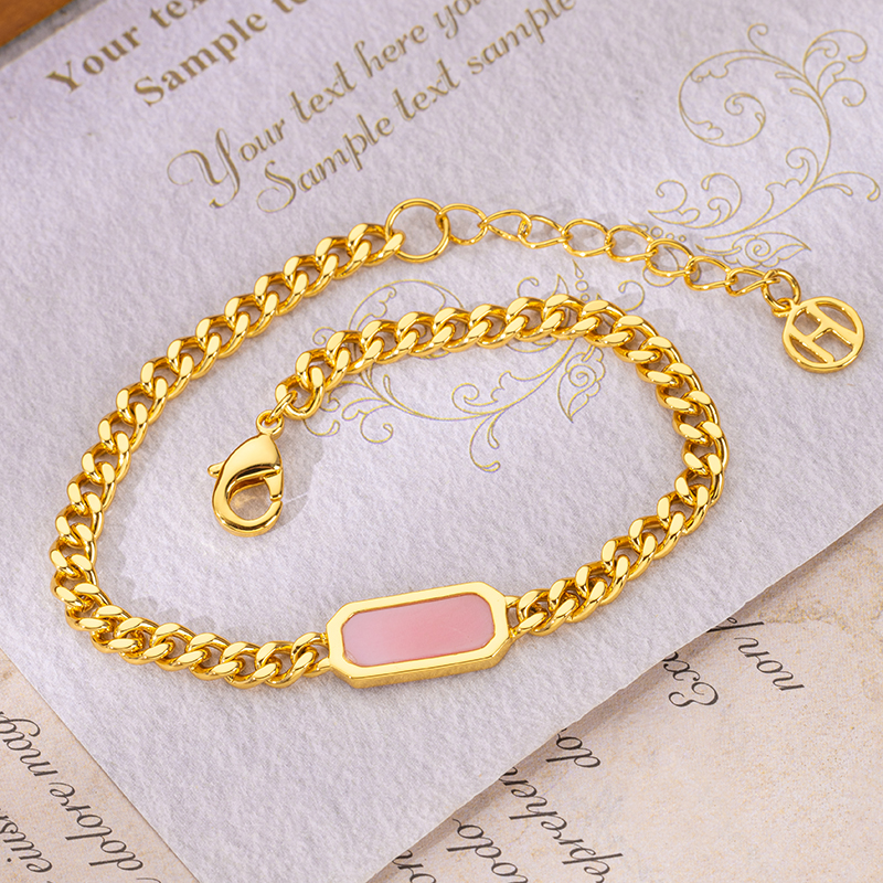 Pink Square Queen Conch Cuban Bracelet | Youthful Fashion Chain