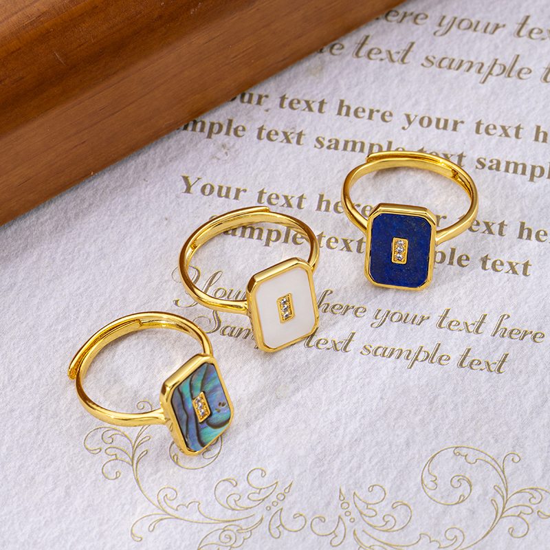 Elegant Natural Lapis Lazuli Square Ring