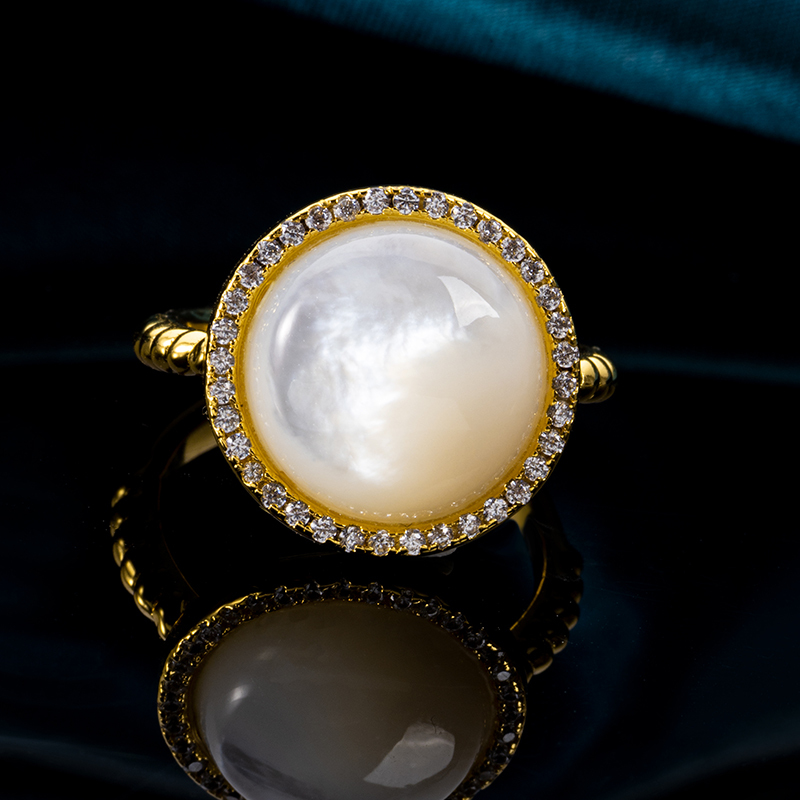 Natural MOP Round Ring Minimalist Classic