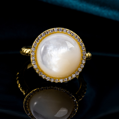 Natural MOP Round Ring Minimalist Classic