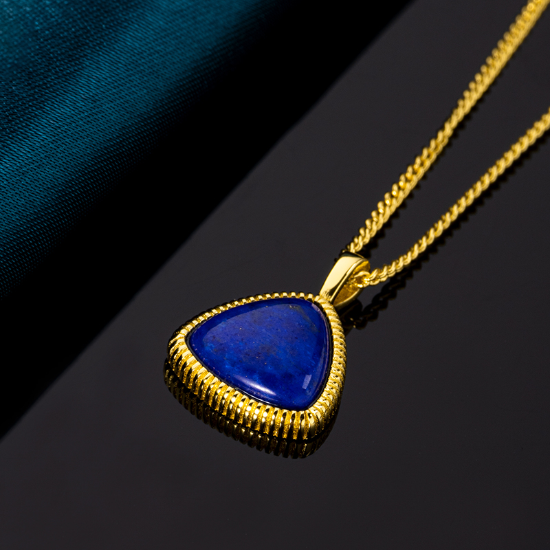 Modern Lapis Lazuli Triangle Pendant Minimalist