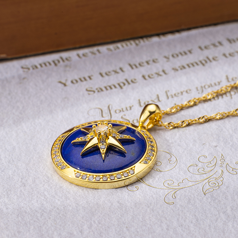 Natural Lapis Lazuli Eight-Pointed Star Necklace