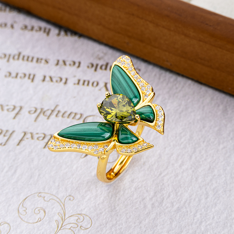 Malachite Butterfly Ring - Elegant & Natural Chic