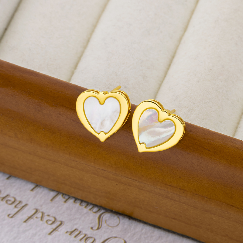 Deep Sea MOP Heart Studs - Sweet Beachy Vibes