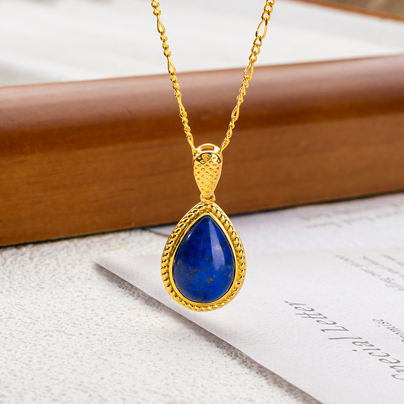 Royal Lapis Lazuli Teardrop Necklace | 18K Gold Plated 