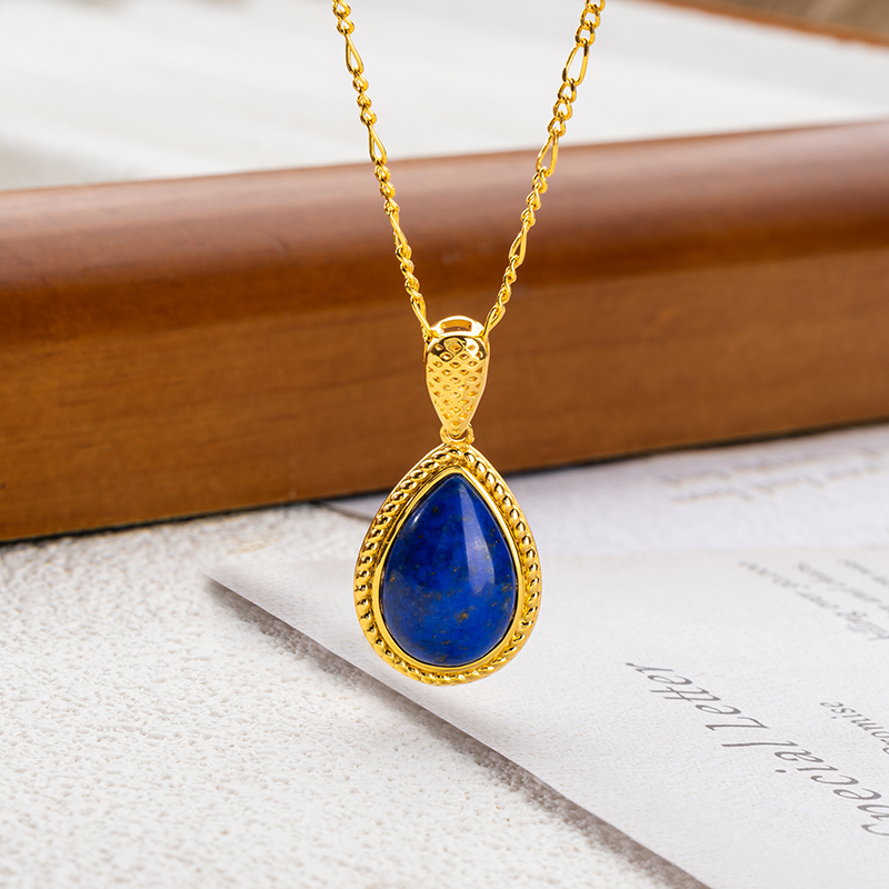 Royal Lapis Lazuli Teardrop Necklace | 18K Gold Plated 