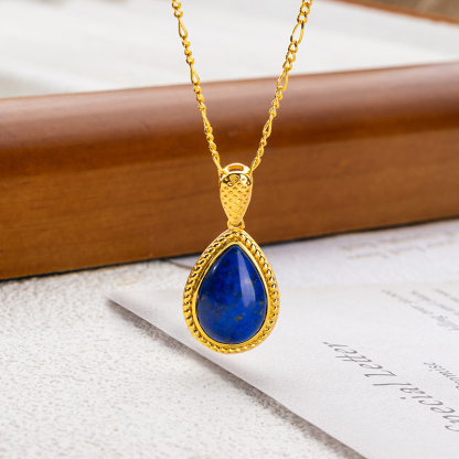 Royal Lapis Lazuli Teardrop Necklace | 18K Gold Plated 