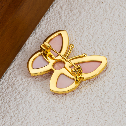 Natural Queen Conch Butterfly Brooch - Elegant Evening Corsage