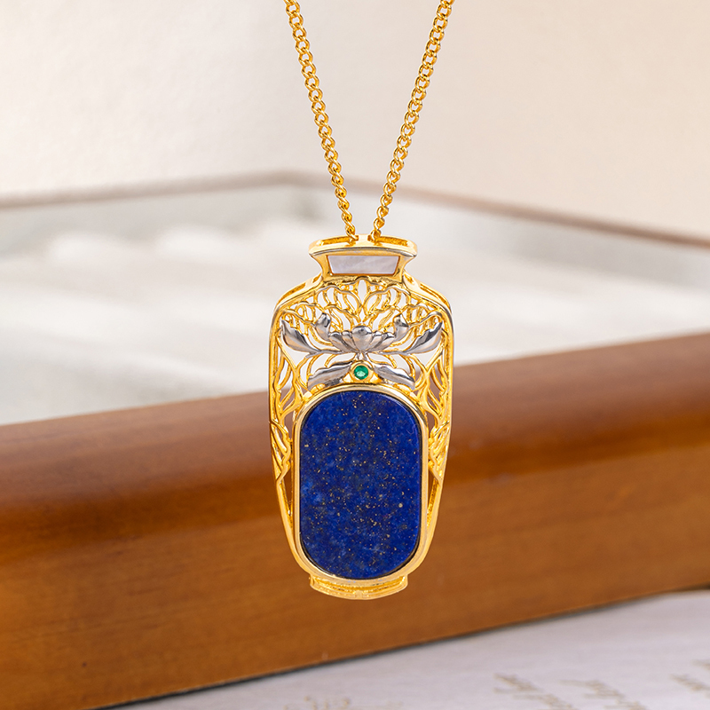 Lapis Lazuli Vase Necklace | Chic Unique Elegant Jewelry